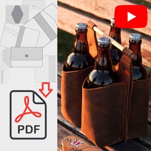 Leather Beer Holder Pattern, Handmade Beer Bag Templates, Beer Leather Case PDF, Premium Beer Holder Pattern, Leather DIY Pdf Pattern, Dxf