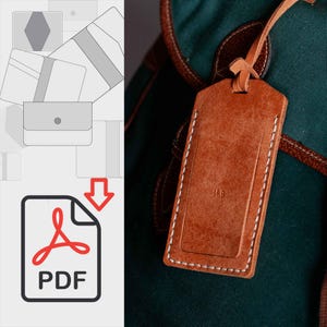 PDF-mönster för bagageetikett i läder, mall för reseetiketter för läderhantverk, gör-det-själv