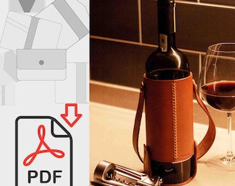 Leather Wine Bag PDF Pattern, Wine Tote Sewing Template