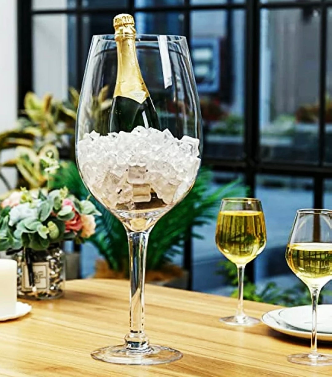 Juvale 25oz Oversized Giant Wine Glass with Stem That Holds Bottle of Wine, Oversized Wine Glass for Champagne, Mimosas, Holiday Parties (750ml)