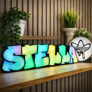 Graffitilampe Namenslampe Street Art Grafity Benutzerdefinierte Lampe Personalisiert Geburtstag Weihnachten Individuell beleuchtet 3D Gaming