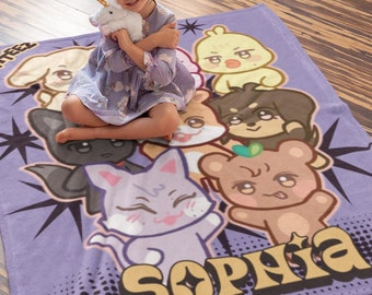 Personalized Aniteez Character Blanket for Kpop Lover, Wooyonyang, Bbyongming, Ateez Tour,  Kpop Merch, Atz Fans, Ateez Mingi, Atz Gifts