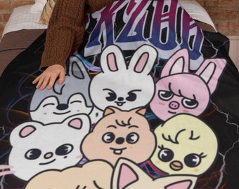 Stray Kids blanket with Skzoo characters, Skz Stay Gift, Kpop Skzoo, Stray Kids Blanket, Kpop Inspired Merch, Skz Member, Kpop Fan, oddinary