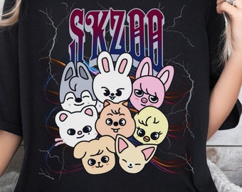K-pop inspired shirt with cute animal characters: concert fan tee for music lovers and cozy outfits