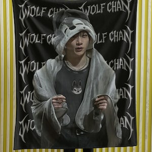 Stray Kids Blanket with Bang Chan & Wolf Chan, Custom SKZOO Kpop Gift, Bangchan Fan Blanket, Stray Kids 3RACHA Merch, Personalized Stay Gift