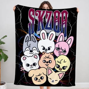 Stray Kids Blanket With Bang Chan & Wolf Chan, Custom SKZOO Kpop
