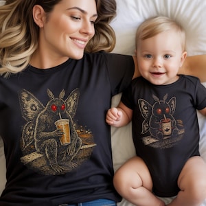 Matching Mothman Mom and Baby Shirt, Cryptid Mommy and Me Outfit