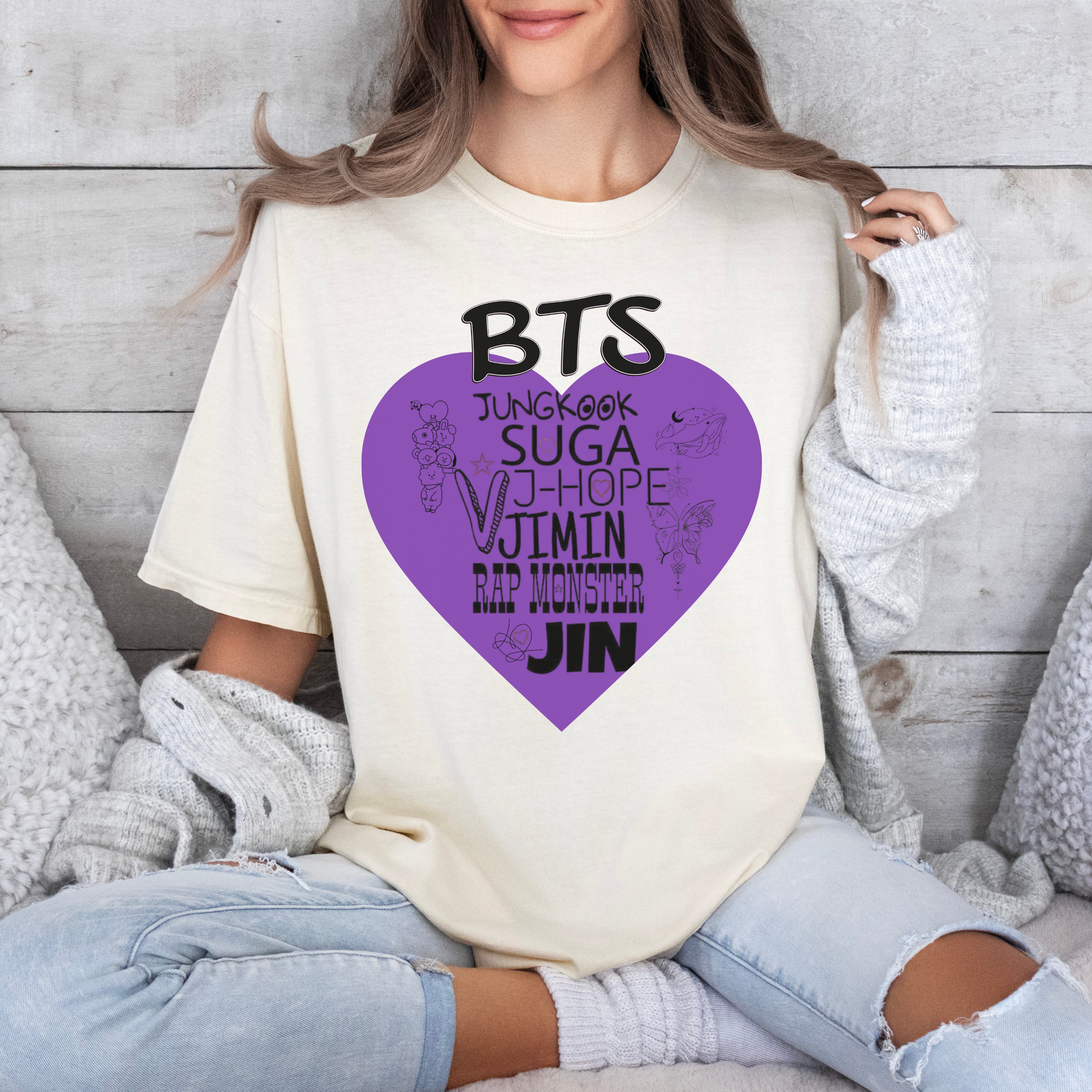BTS Group Shirt - Jin, Suga, J-hope, RM, Jimin, V, Jungkook BTS Group Shirt - Jin, Suga, J-hope, RM, Jimin, V, Jungkook