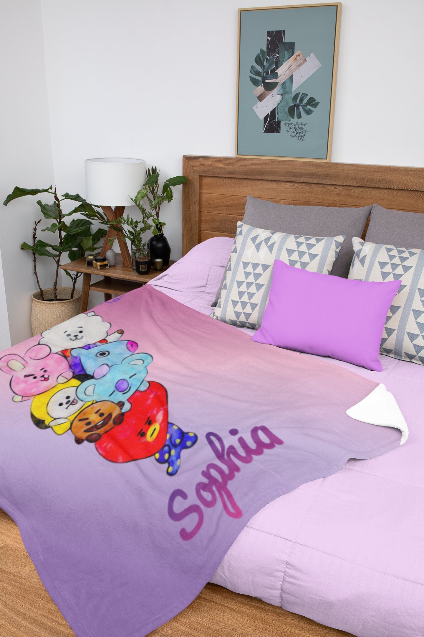 Personalized BT21 All Characters Blanket, Customized Kpop Characters ...