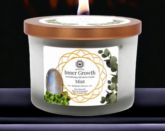 Mint Candle with Moonstone – Inner Growth