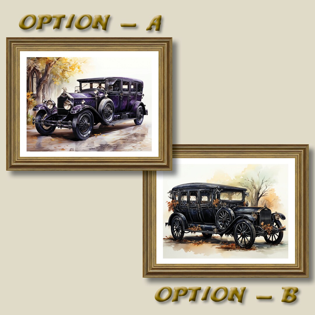 Choice of 2 Antique Cars Original AI Generated Antique Car Art Prints