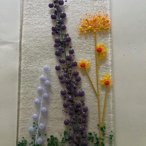 Handmade Colorful Fused Glass Sun-Catcher with Colorful Flowers