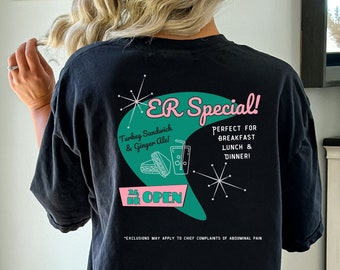 Emergency Room Diner Nursing Humor Shirt, Medical Joke Tee for Emergency Room Physicians & Nurses, Funny ED RN t shirt, Turkey Sandwich Tee