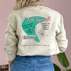 Notaufnahme Diner Nursing Humor Sweatshirt, Medizinischer Witz Rundhalsausschnitt für die Krankenschwester in der Notaufnahme, Lustiges Truthahn Sandwich ED RN Crew Sweatshirt