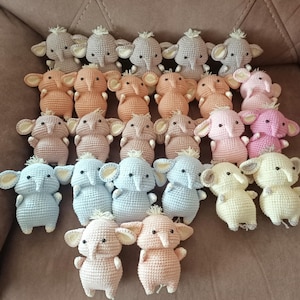 Mini Crochet Elephant Toy – Handmade Amigurumi Plushie – Soft Baby Shower Gift – Choose Your Color – Nursery Decor – Collectible Toy