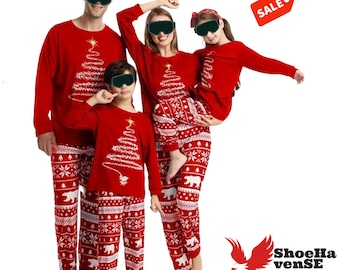 Machen Sie es sich in festlichem Stil mit unseren 2023 Family Matching Red Christmas Pyjamas Sets! Perfekt für Erwachsene und Kinder, Geschenk für ihre Santa Croos