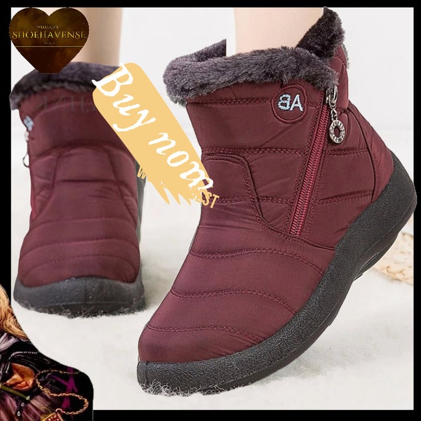 Women's Waterproof Ankle Boots for Winter. Keeping feet warm in the snow. Luxurious zippers. Botas Mujer 2023 ,gift shoes for women , men
