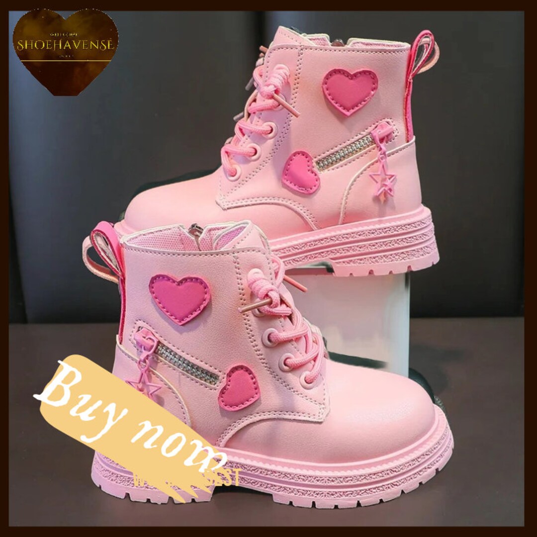 Girls' Fashion Rubber Boots,pink With Love Design,soft Cotton Lining