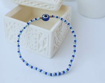 Gorgeous Handmade Evil Eye Glass Seed Bead Bracelet