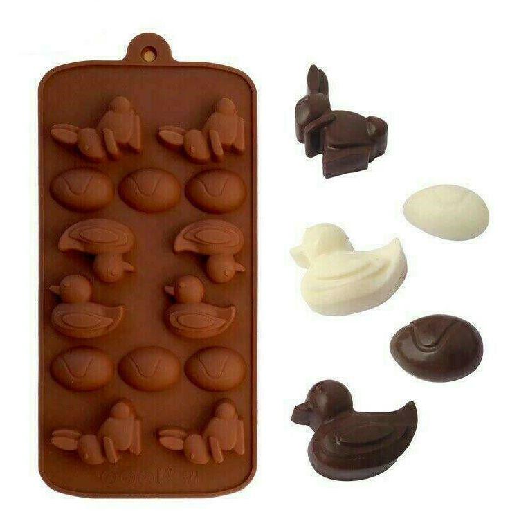 2 Stampini Silicone Per Pasqua - Forme Uova, Conigli, Anatre Per Cioccolato, Ghiaccio, Dolci - Foto 2