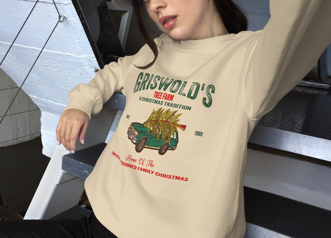 Sweat-shirt Femme Griswold's Tree Farm - Motif Noël Famille Avec Cœur, 70% Coton, Manches Longues - 10