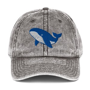 whale hat Vintage Cotton Twill Cap Embroidered whale shark