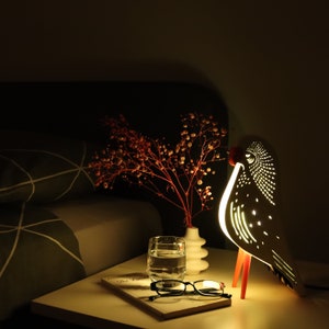 Papermache Table Lamps, Bird Night Light, Bedside Lamp for Aesthetic Home Decor, Christmas Gift, Recycling, Lighting,Paper Mache Desk Light