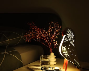 Papier-mache tafellampen, vogel nachtlampje, bedlampje voor esthetische woondecoratie, kerstcadeau, recycling, verlichting, papier-maché bureaulamp