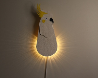 Cockatiel wall night light, , New home presents, Decorative lighting, Unique gift for bird lovers, cockatoo lamp, ambience lighting