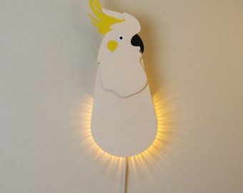 Wandnachtlampje valkparkiet, Nieuw huiscadeaus, Decoratieve verlichting, Uniek cadeau voor vogelliefhebbers, kaketoelamp, sfeerverlichting
