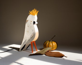 Cockatoo Papermache Table Lamp, Bird Night Light, Bedside Lamp for Aesthetic Home Decor, Christmas Gift, Australian bird ligting