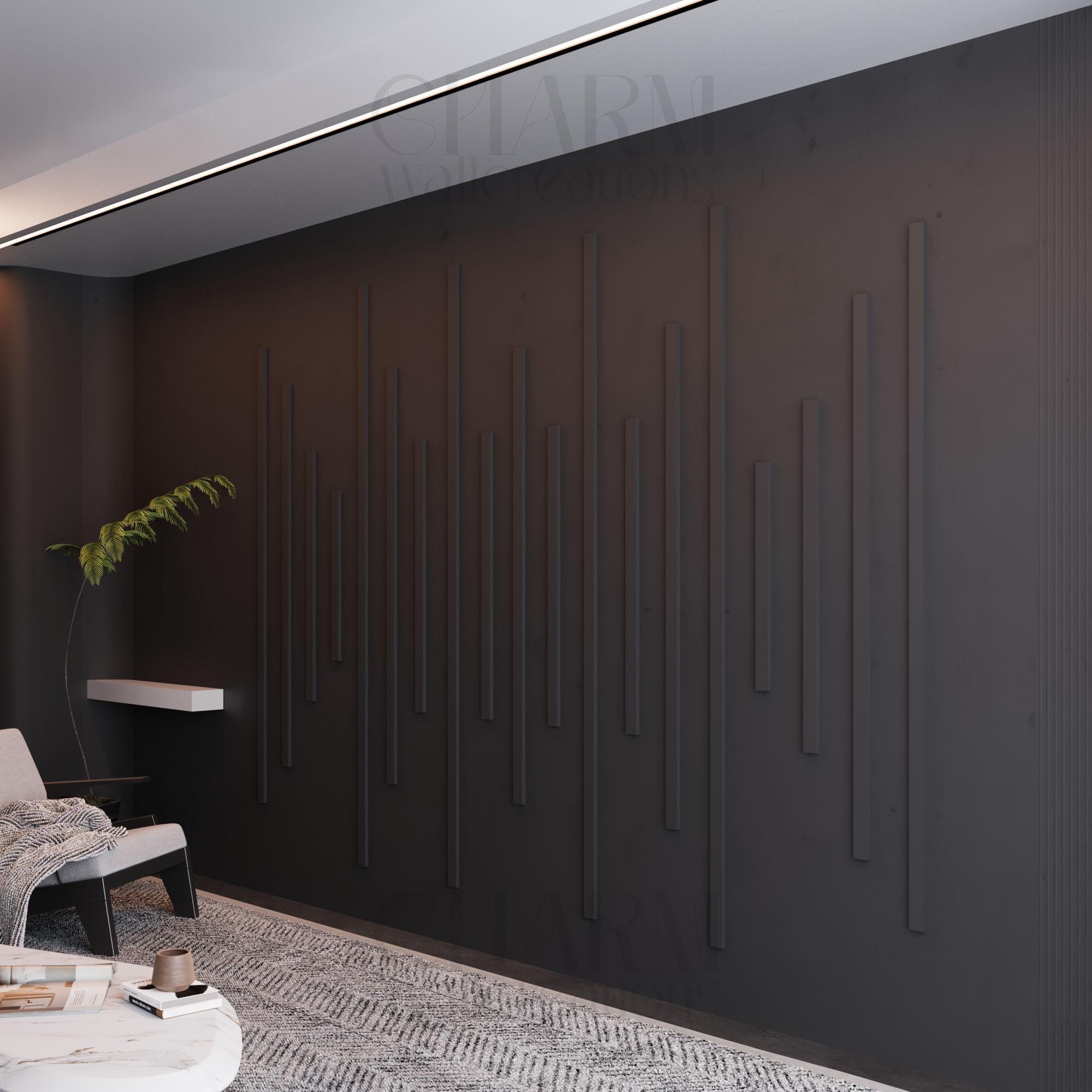 Modern Accent Wall Paneling Kit, Vertical Wall Molding, Pre-cut ...