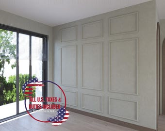 Kit de paneles de pared precortados, pintables, impermeables, con marcos personalizados, fácil instalación