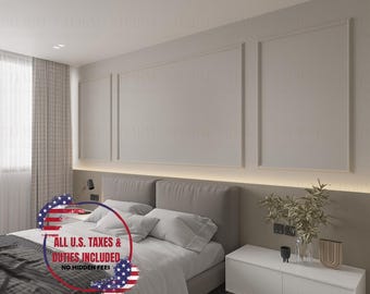 Kit de paneles de pared precortados, pintables, impermeables, con marcos personalizados, fácil instalación