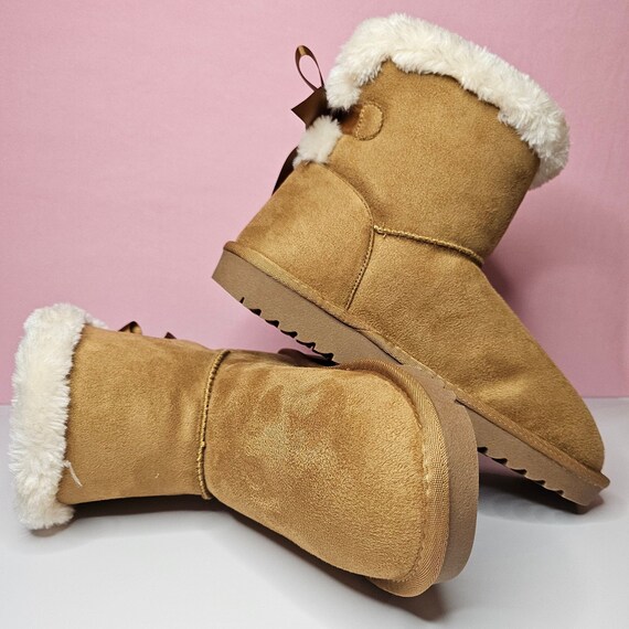 Women's bailey bow round toe glitter suede & sheepskin short booties shop