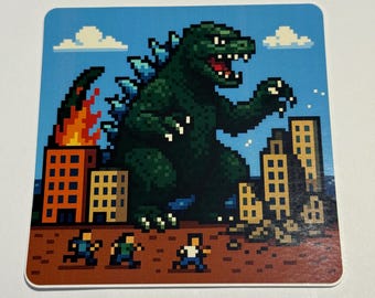Godzilla Pixel Art-sticker: retrofilmmonster