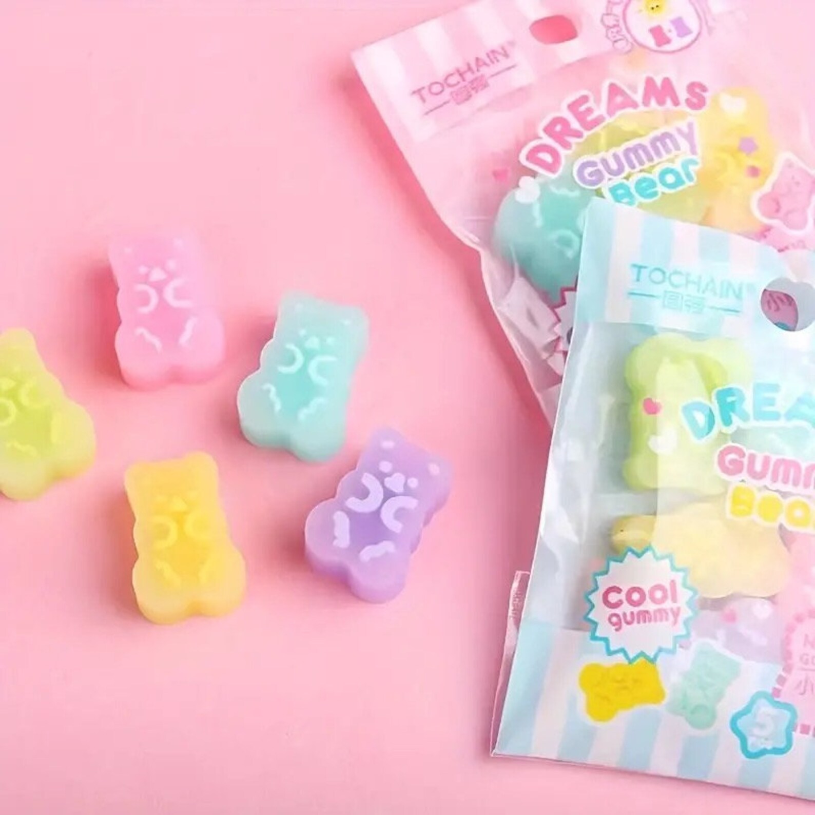 Kawaii Dream Gummy Bear Erasers Set of 5 Etsy