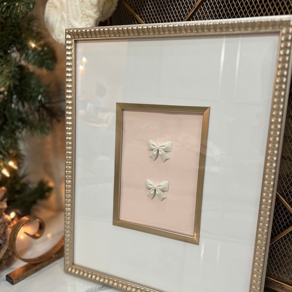 Framed Intaglio Art ~ Nursery Decor ~ Bow Art ~ Baby Shower Gift ~Christmas Gift