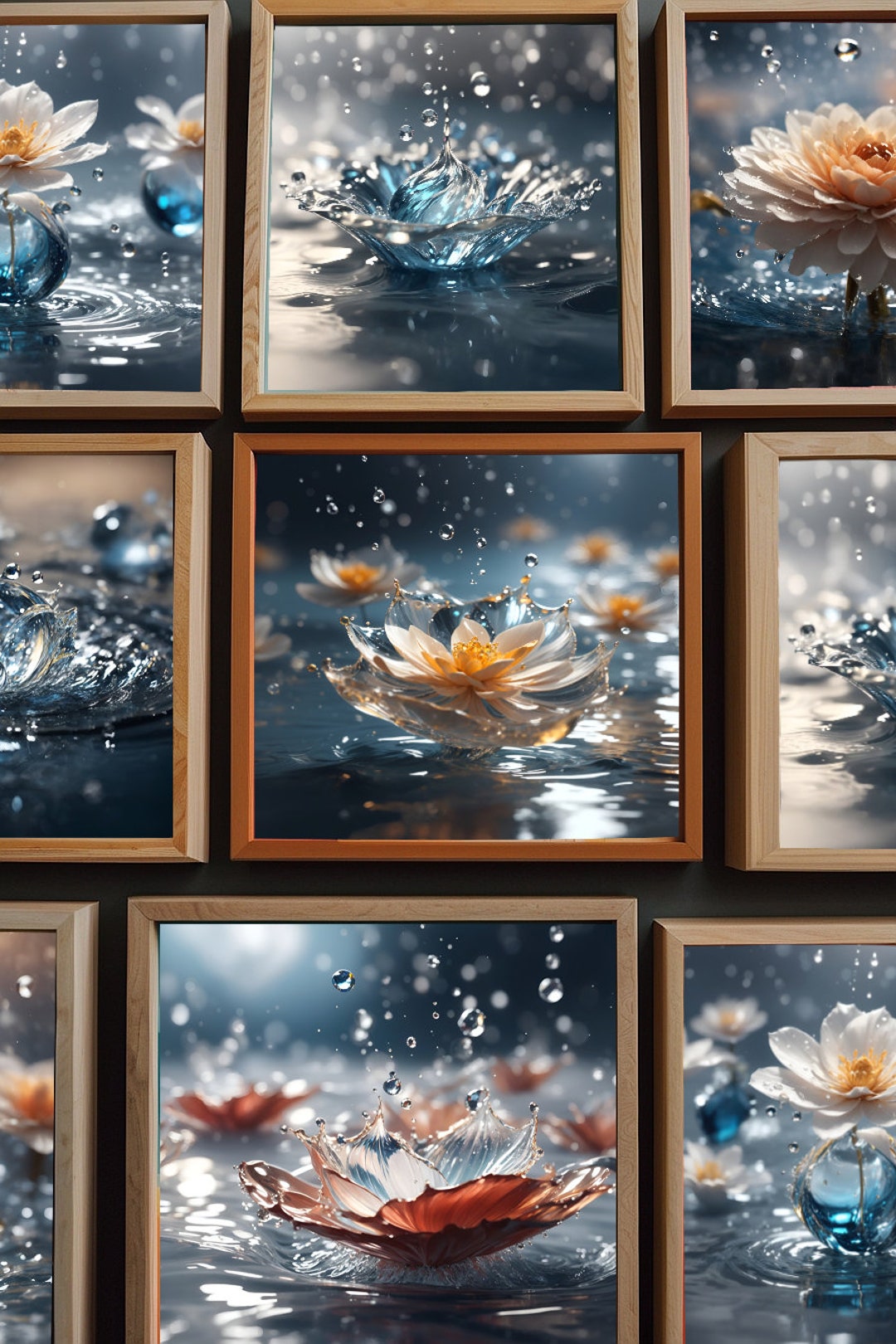 Abstract Water Flowers - Modern AI Generated Art, Square Wall Decor ...