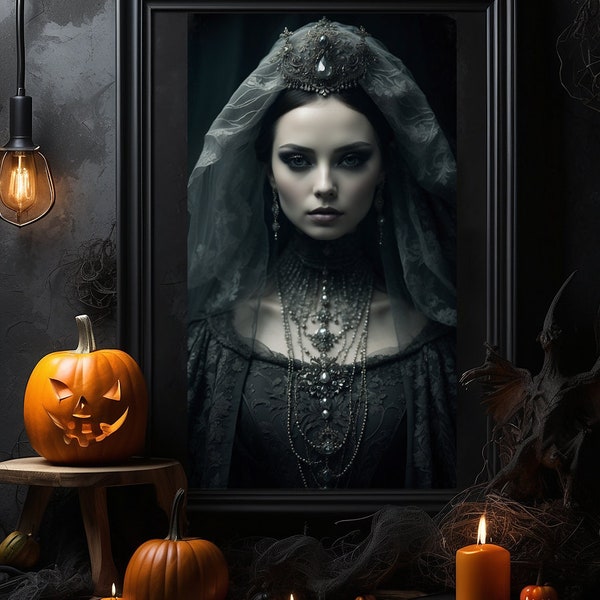 Goth Dark princess - Unique Fantasy Art Digital Print Best Gift for Halloween, Instant Download for Unique and Enchanting Home Decor