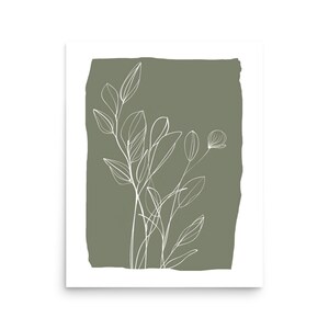 A ARTZONE Botanical Plant Print Set - 6 Unframed 8x10 Sage Green Leaf Wall Art Posters For Living Room Decor