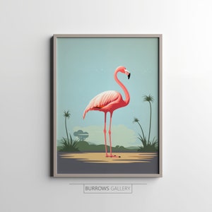 Pink Flamingo graphic illustration, Flamingo colourful illustration, Pink Digital Printable Art, Downloadable Art, Wall art