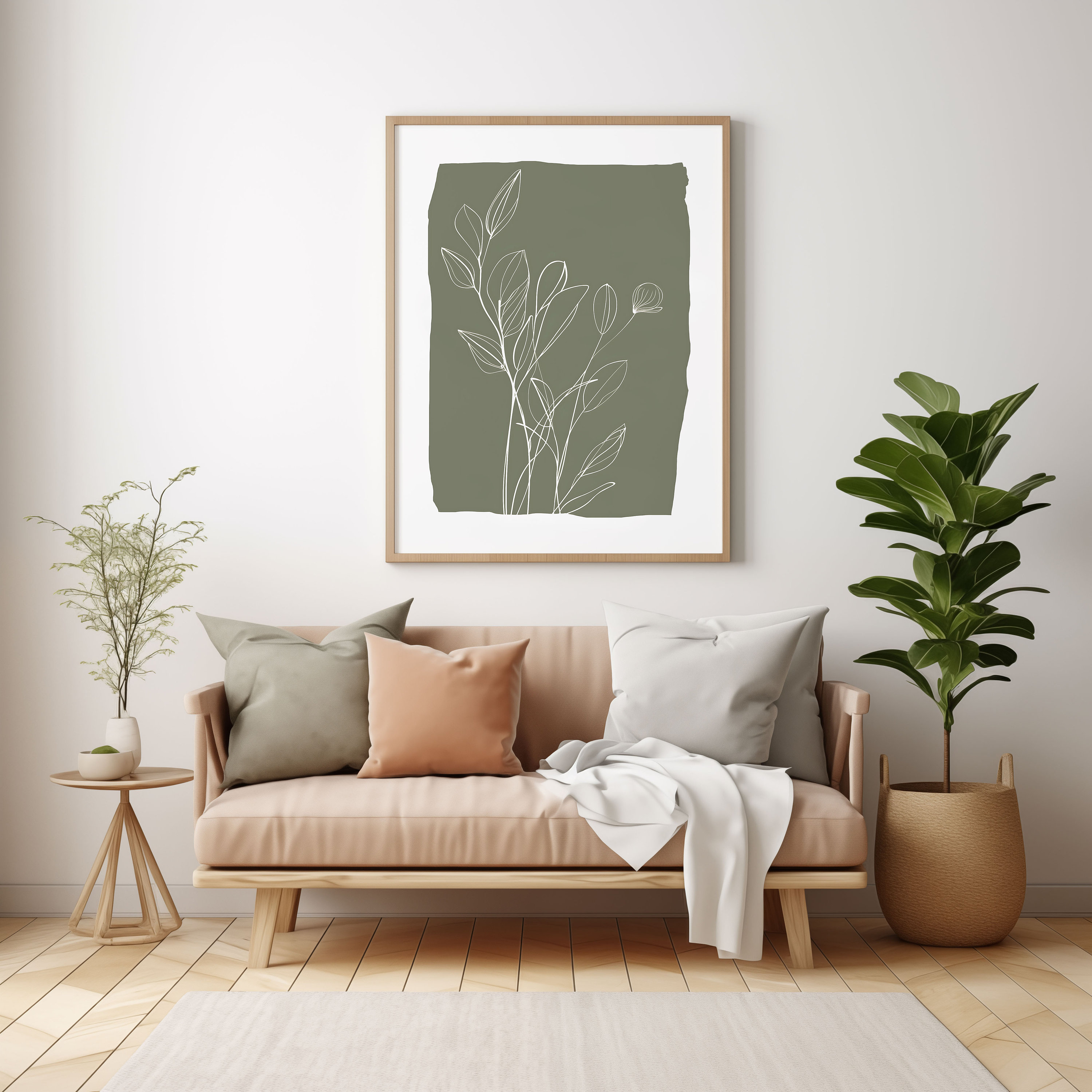 View of Sage Green Botanical Leaves, Sage Green Wall Art, Botanical Print, Wall ...