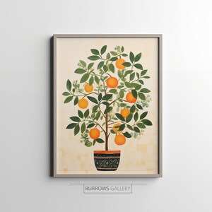 Orange Tree, Potted Orange Tree, Simple Orange Tree in a Pot Illustration, Digital Printable Art, Downloadable Art, Wall art