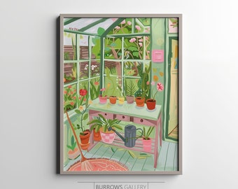 Invernadero de primavera, Impresión botánica, Arte mural, Pintura, Estampados florales, Decoración de pared