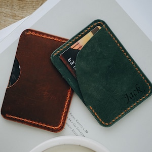 Porte-cartes mince, Protège-cartes en cuir, Portefeuille minimaliste, Protège-cartes de crédit, Porte-cartes mince, Portefeuille fin en cuir, Porte-cartes mince