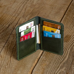 Tarjetero vertical, Tarjetero plegable de cuero, Billetera vertical, Tarjetero moderno, Tarjetero de cuero, Billetera larga de cuero, Billetera unisex