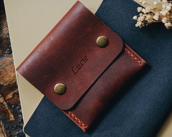 Handmade Leather Coin Purse: Small Mini Wallet Pouch