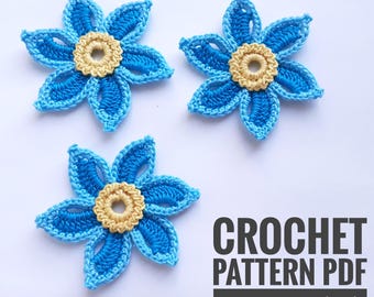 3D Crochet Flower Pattern: Irish Lace Motif Applique (PDF Pattern)