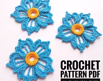 Irish Lace Crochet Flower Pattern: DIY Floral Applique Tutorial (PDF Pattern)